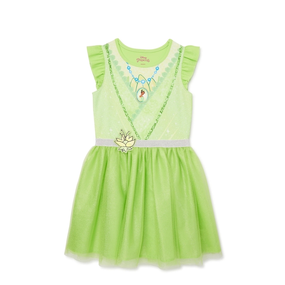 Disney Princess Tiana Cosplay Green Dress Girls 10/12